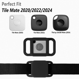 Geiomoo Silicone Case for Tile Mate 2024, Tile Mate 2022, Tile Mate 2020, Cover for Tracker Anti-Scratch, Holder Protect Finder Tag for Dog, Cat, Pets (Black)