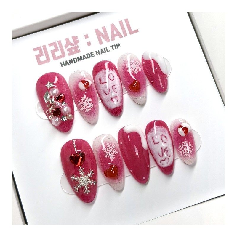 Love Snow Handmade Nail Tips - Short Ballerina / 러브