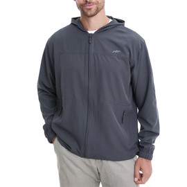 TRAILSIDE SUPPLY CO. Men's Sun Protection Cycling Jacket Lightweight Windbreaker Grey Large