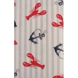 Elrene Home Fashions Lobsters & Anchors on Stripes Vinyl Tablecloth w/Zipper Umbrella Hole 70" Round - 70" Round
