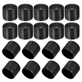 PATIKIL 35mm/1.38" Rubber End Caps, 18pcs PVC Cover Flexible Cap Cover Bolt Protector Screw End Bolt Tube Thread Cap, Black