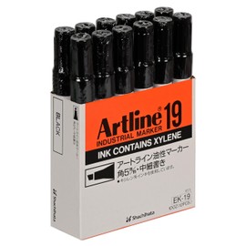 Artline Ek-19 2.0mm -5.0mm Chisel Style Acrylic Fibre Nib Marker - Black