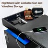 POVUD Night Stand with Gun Drawer, Modern Nightstand with Led