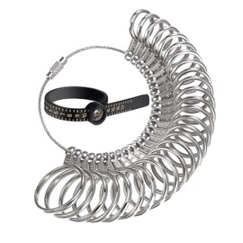 Meowoo Metal Ring Sizer Measuring Tool with Magnifier, Metal Ring Guage for Ring Measurer and Ring Sizer Clear and Intuitive Reading. Plastic Ring Sizer with Lens, 1-17 (Metal-2pcs)