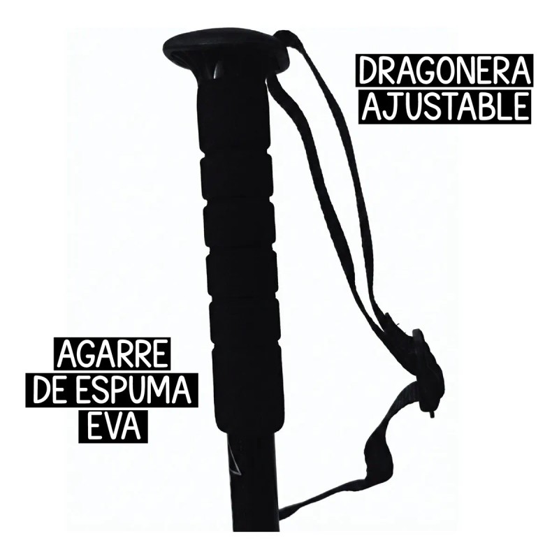Bastones De Senderismo Aluminio 7075 Ajustables Plegables Color Negro