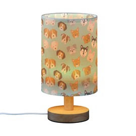YYZZH Table Lamp Husky Pug Dachshund Pitbull French Bulldog Golden Retriever Dog Nightstand Lamp with Wood Base Fabric Lamp Shade Bedside Desk Lamp for Living Room Bedroom Kids Room Office