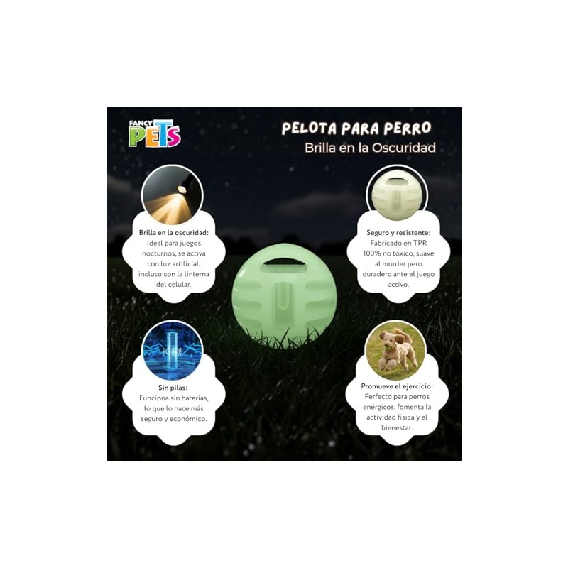 Fancy Pets Juguete Pelota Glow para Perro Que Brilla en