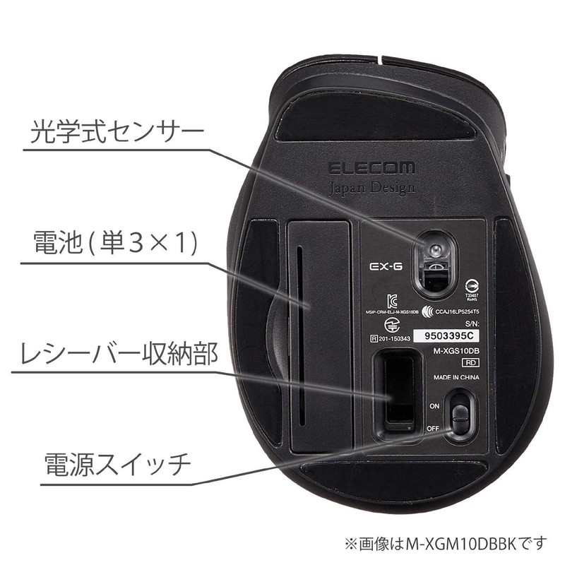 Elecom M-XGM10DBBK/EC Wireless Mouse, 5 Buttons (With Back/Forward Button), Blue