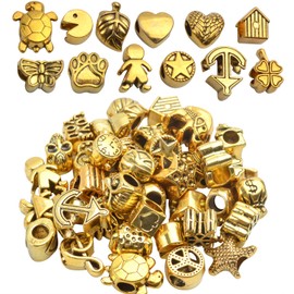 40pcs Metal Beads Antique Gold Plated Charms Mixed Set for Jewelry Making Bracelet Pendants DIY