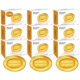 Pears Soap, Pure & Gentle with Natural Oils, 12-Pack – Transparent Amber Glycerin Soap for Pampered, Glowing Skin, 4.4 Oz Ea