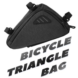 Glomora Water-Resistant Bike Frame Storage Bag, Triangle Pouch for Phone, Wallet, Keys - Black, One Size - Ideal for Cycling and Travel