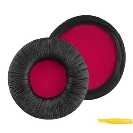 Geekria QuickFit Protein Leather Replacement Ear Pads for Sony MDR-V55, V500DJ, MDR-7502 Headphones Earpads, Headset Ear Cushion Repair Parts (Black/Red)