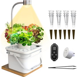 Hydroponics Growing System Kit, 8L Large Capacity, 6 Pods Smart Herb Garden with Height Adjustable LED Grow Light, APP & WiFi Controlled, Smart Water Pump, Automatic Timer