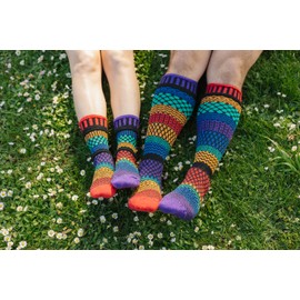 Solmate Socks - Mismatched Knee High Socks, USA Made with Recycled Cotton Yarns; Gemstone Medium