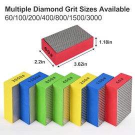 EGOFIX 7pcs Diamond Hand Polishing Pads for Ceramic Tile Glass Grinding,Sanding Blocks Polishing 60#,100#,200#,400#,800#,1500#,3000#
