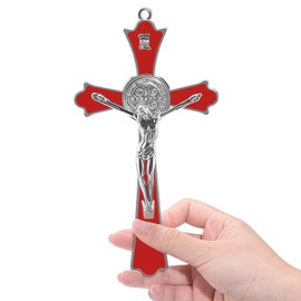 YionZian 7" Metal Enamel Large Saint Benedict Crucifix Wall Cross Cruz Del Perdon Catolica Glow in The Dark Jesus Cross for Home Wall Art Give Blessing Spiritual Sacred