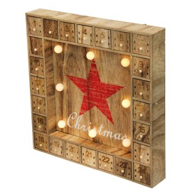 Northlight 14" Pre-Lit Brown and Red LED Advent Calendar Christmas Wall Decor