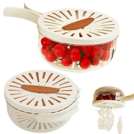 Fruit Veggie Washer Strainer Container with Lid,Fruit Vegetable Washing Bowl Draining Basket,Fruit Vegetable Organizers and Storage Berry Produce Containers for Fridge,Lettuce Keeper for Refrigerator