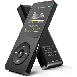 16GB MP3 Player with Bluetooth 5.3, 1.8" Screen Portable Music Player with FM Radio, Voice Recorder, 80H Audio Shuffle Playback, Lightweight for Sport Running, Expanded Up to 128GB Micro SD Card - Colour: Black, Storage: 16GB