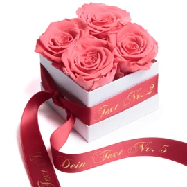 ROSEMARIE SCHULZ Heidelberg Rose Box with Infinity Roses and Personal Dedication - Preserved Durable Flowers Valentine's Day for Women (Special Text, Coral Red)