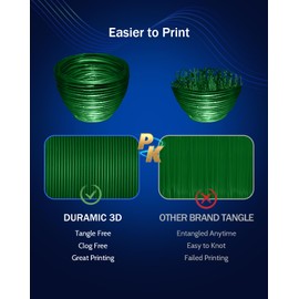 DURAMIC 3D PETG Filament 1.75mm Translucent Green, 3D Printing Filament 1kg Spool(2.2lbs), Translucent Green Filament 1.75mm Dimensional Accuracy +/- 0.05 mm Non-Tangling Non-Clogging Non-Stringing