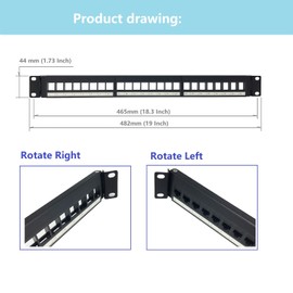 QiaoYoubang 1U Hinged 24 Port Blank Keystone Patch Panel for 19 Inch Rackmount or Wall Mount UTP Unloaded Patch Panel for Ethernet Cat6,Cat5, Cat5E Keystone Jacks or Multimedia (1U24PP)
