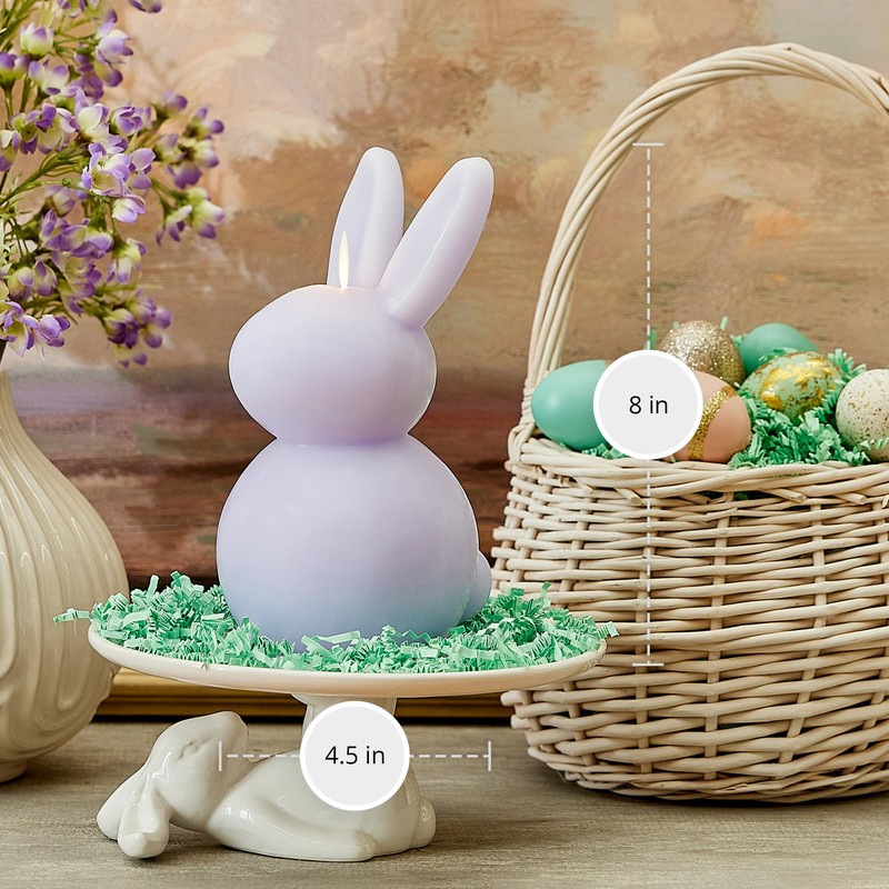 Luminara Easter Bunny Candle- Gentle Lavender 4.8" x 8"- Flameless