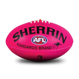 Sherrin Kangaroo Brand Synthetic AFL Football, Pink, Size 3