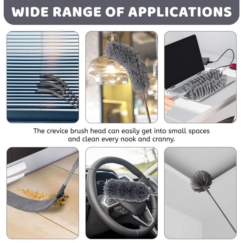 Washable Telescopic Duster, Microfibre Duster, Extendable up to 250 cm,