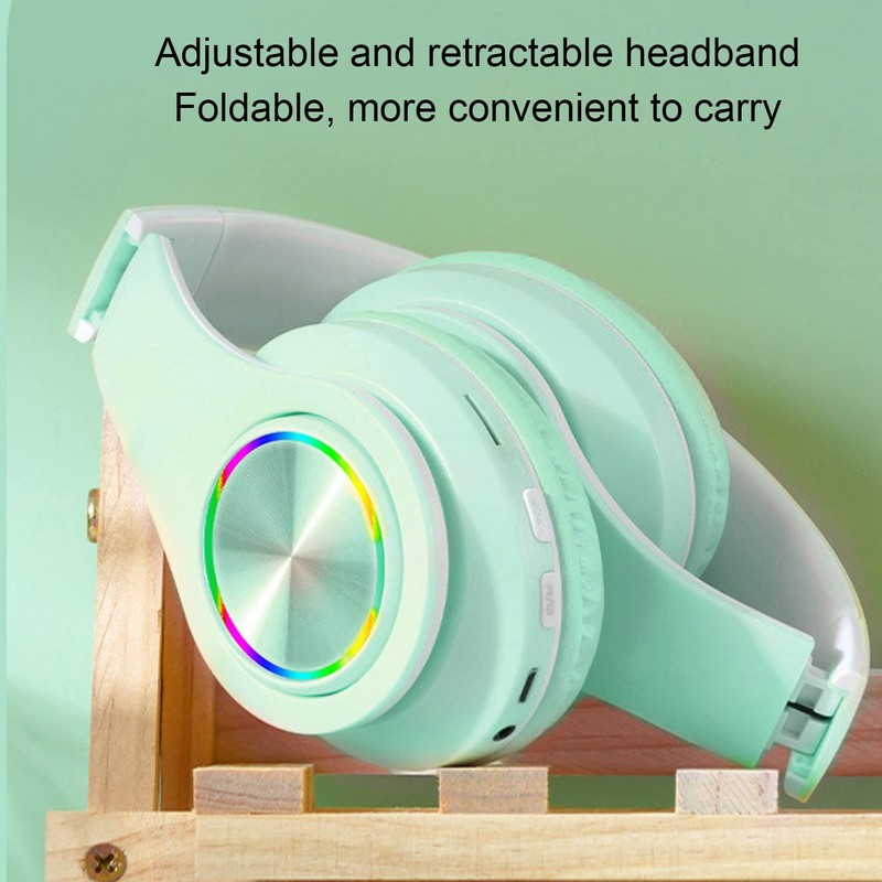 Gaming Headset, Noise Reduction Foldable Over Ear Headphones with RGB