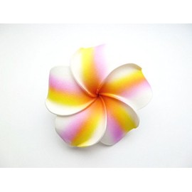 3pcs 3.5 Inch Women's Fashion Hawaiian Plumeria Flower Foam Hair Clip, 90mm (White, Pink, Red, Yellow) Fashion Headpiece