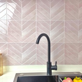 Alwayspon 10 Sheet 11.43''x 9inch Pink 3D Vinyl Wall Tile Sticker Transfers, Peel and Stick Self-Adhesive Waterproof Splashback Stick on Tile Decals for Kitchen Bathroom Wall