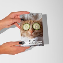 Funny Birthday Card For Women Her Relax It's Your B'day Cat Design
