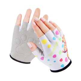 Kids Half Finger Gymnastics Gloves for Age 1-9 Boys Girls Climbing Biking Good Grip Control Gloves for Gymnastics Balance Boards Outdoor Sports (White, XXS)