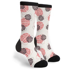 FWSXIVN Anatomy Brain Usb Plug Casual Cool 3D Printed Crazy Funny Colorful Fancy Novelty Graphic Crew Tube Socks, Black and White, One Size