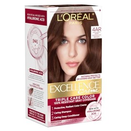 L'Oreal Paris Excellence Crème - Tinte permanente para el cabello, color de cabello de triple cuidado con complejo Pro-Keratina para cobertura 100% de