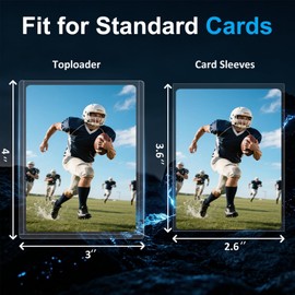 RyshePro 200 Card Sleeves Top Loaders for Cards, 35PT Hard Plastic Holder for Baseball, 3" x 4" Premium Clear Trading Card Sleeves for Sports Football Game Cards (100 Toploaders + 100 Soft Sleeves)