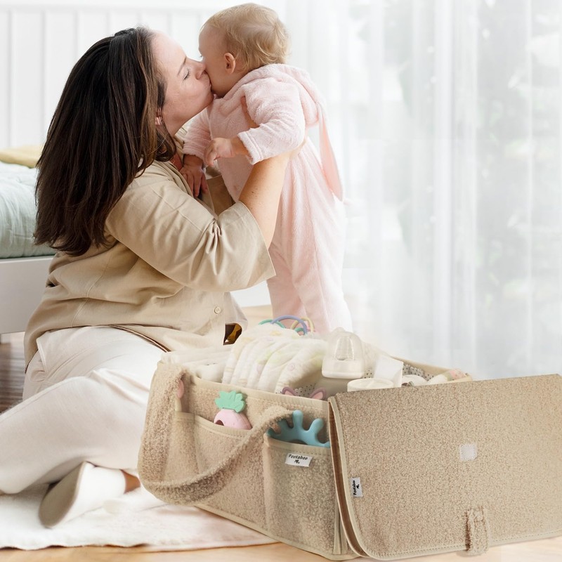 PEEKABOO Teddy Nappy Caddy Organiser & Changing Mat Set -