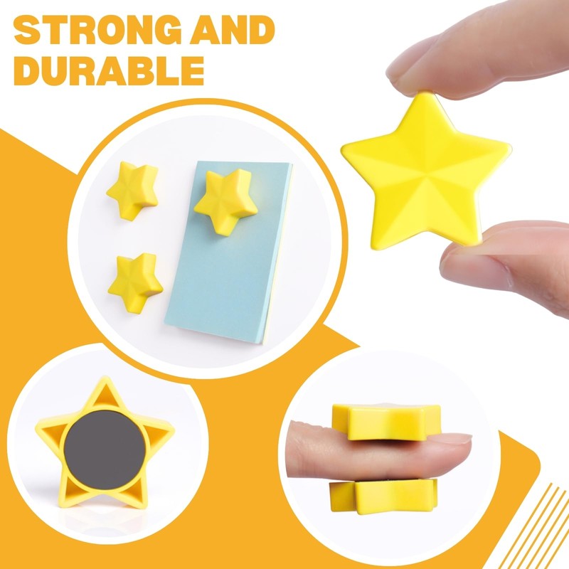 PYJLBX Fridge Magnets, 10 Pack Yellow Star Magnets Heavy Duty
