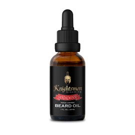 Knightsmen Grooming Men's Sandalwood Beard Oil Made in Canada featuring Sandalwood Oil, Coconut Oil, Argan Oil, Jojoba Oil, Castor Oil, Grapeseed Oil + Vitamin E.