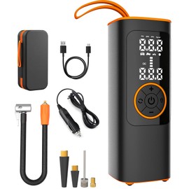 CANHET Tire Inflator Portable Air Compressor - 150PSI Air Pump for Car Tires with Digital Pressure Gauge & Emergency Light, Auto Shut-Off Cordless Air Pump for Car, Moto, Bike, Ball, etc