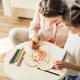 Large Size 12" Wooden Heart Ornaments to Paint, Happy Mothers Day DIY Blank Unfinished Wreaths Front Door Sign Decorations Heart Ornament Door Hanging Sign Plaque Crafts 3PCS