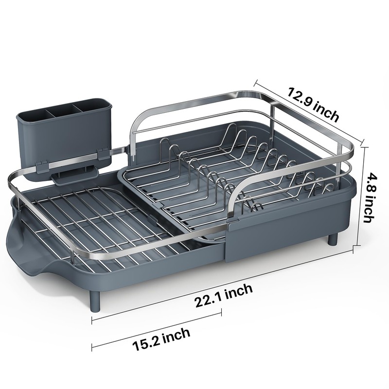 SAYZH Dish Drying Rack - Expandable Dish Rack for Kitchen