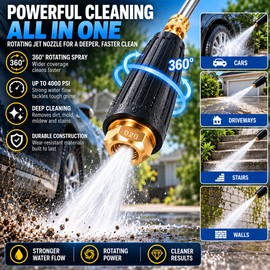 Turbo Nozzle for Pressure Washer – 360° Rotating Spray with 1/4-Inch Quick Connector for High-Pressure Cleaning