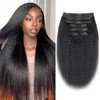 Kinky Straight Clip in Hair Extensions for Black Women Brazilian
