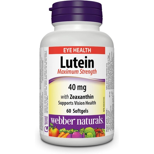 Webber Naturals Lutein 40 mg with Zeaxanthin, Maximum Strength, 60 Softgels,