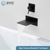 BWE Waterfall Tub Faucet Wall Mount Tub Filler Matte Black