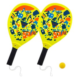Wooden Beach Rackets 39 cm with Perforated Wooden Rackets Beach Tennis Pool Party Perforated Rackets and Ball Padel Beach Rackets Pair Padel Rackets Pool Garden (B)