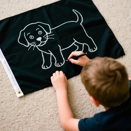 FLAGPARK Solid Black Flag 12x18 inch 2 Pack DIY Flag Pure Nylon Plain Black Blank Flags Banner with Brass Grommets 4 Sewn Stripes 1x1.5 Ft 2 Pack