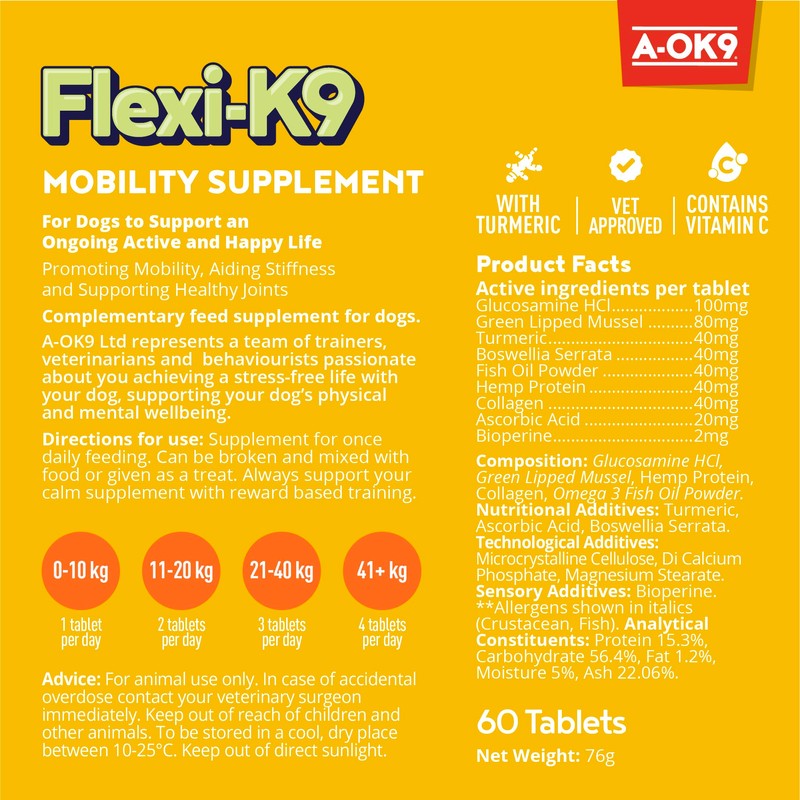 A-OK9 Flexi-K9 Hip and Joint Supplements for Dogs - 60